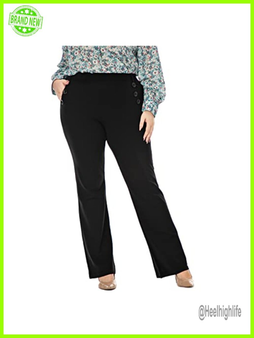 Wrinkle-Free Stretch Pull-On Bootcut Dress Pants Plus Size Women